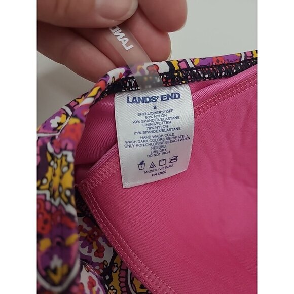Lands' End Bikini Swim Halter Top Women's Size 8 Pink Paisley Colorful - Picture 4 of 4
